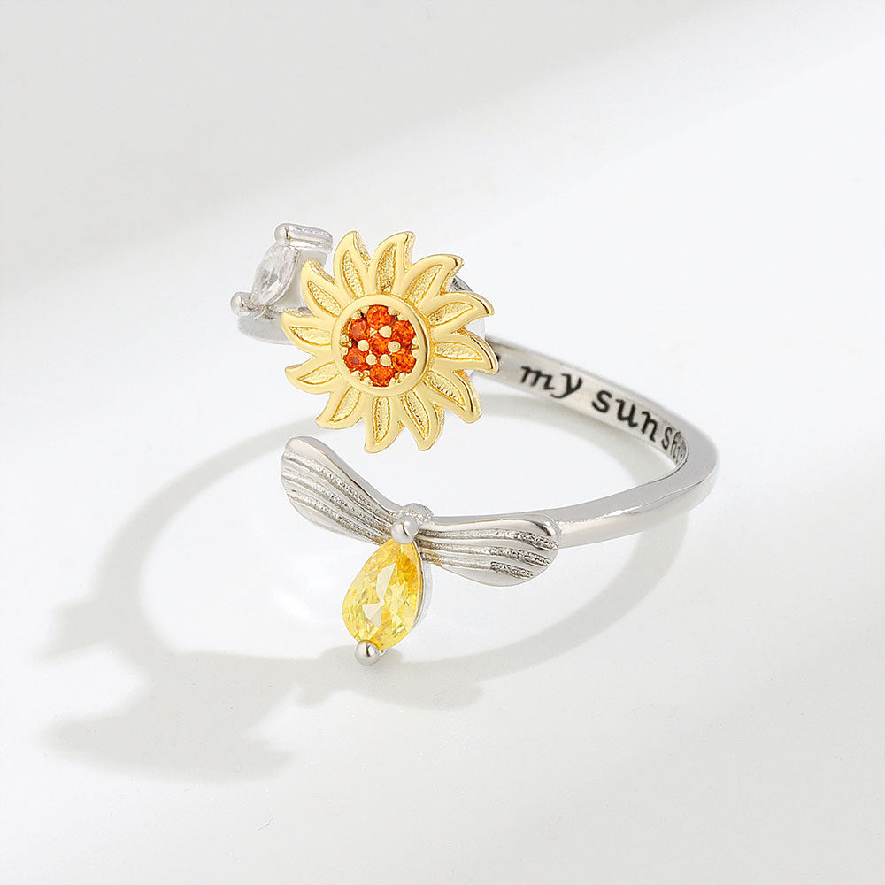 Adjustable Sunflower Spinning Simple Mori Style Rings