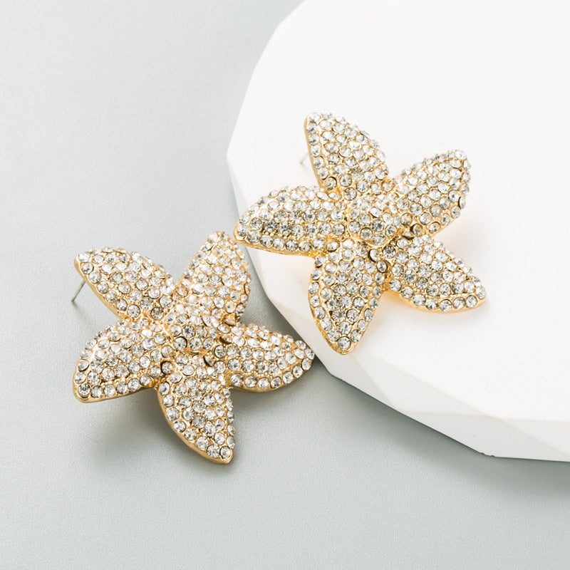 Women's Trend Creative Starfish Alloy Plating With Colored Rings