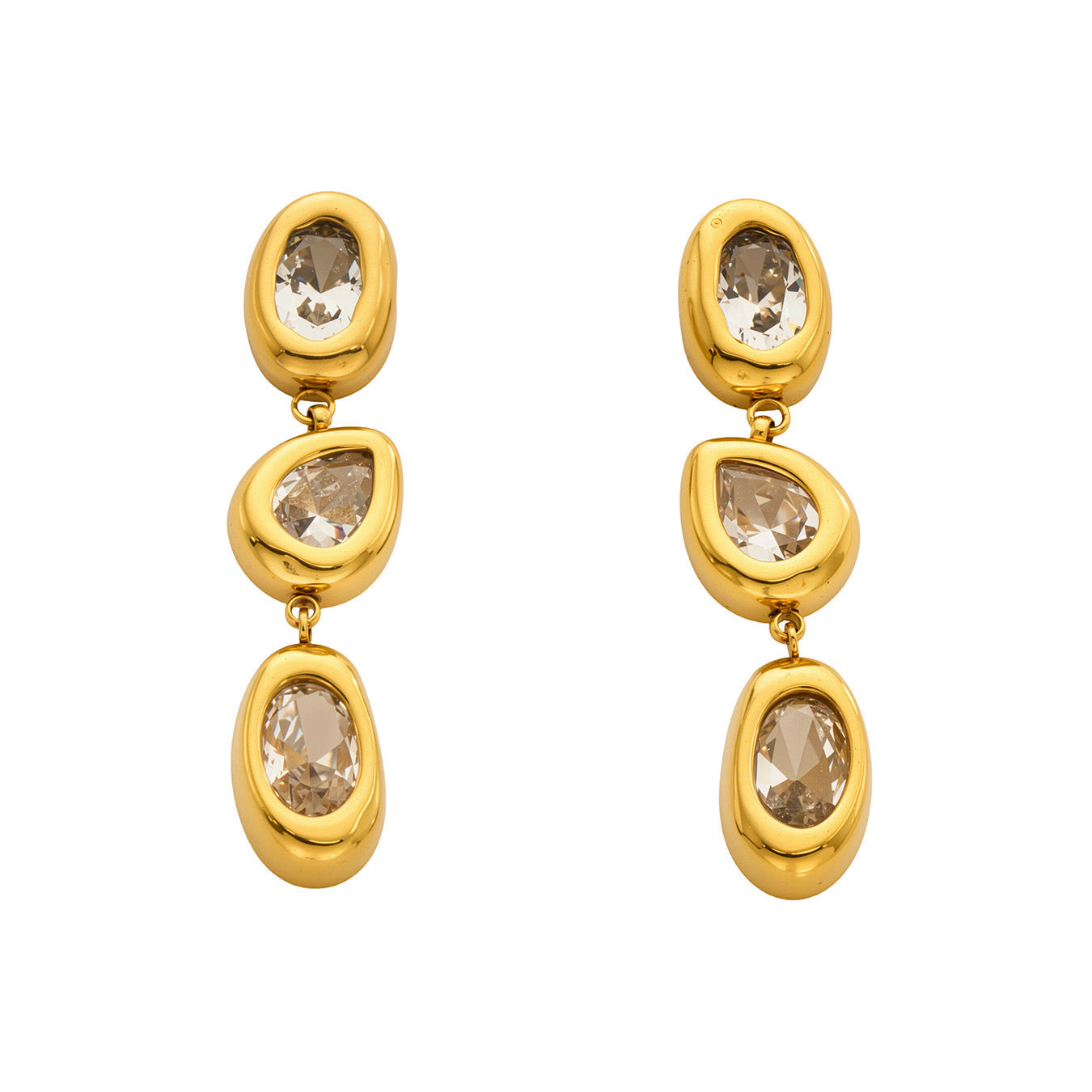Irregular Water Drop Tassel Inlaid Zircon Stainless Rings