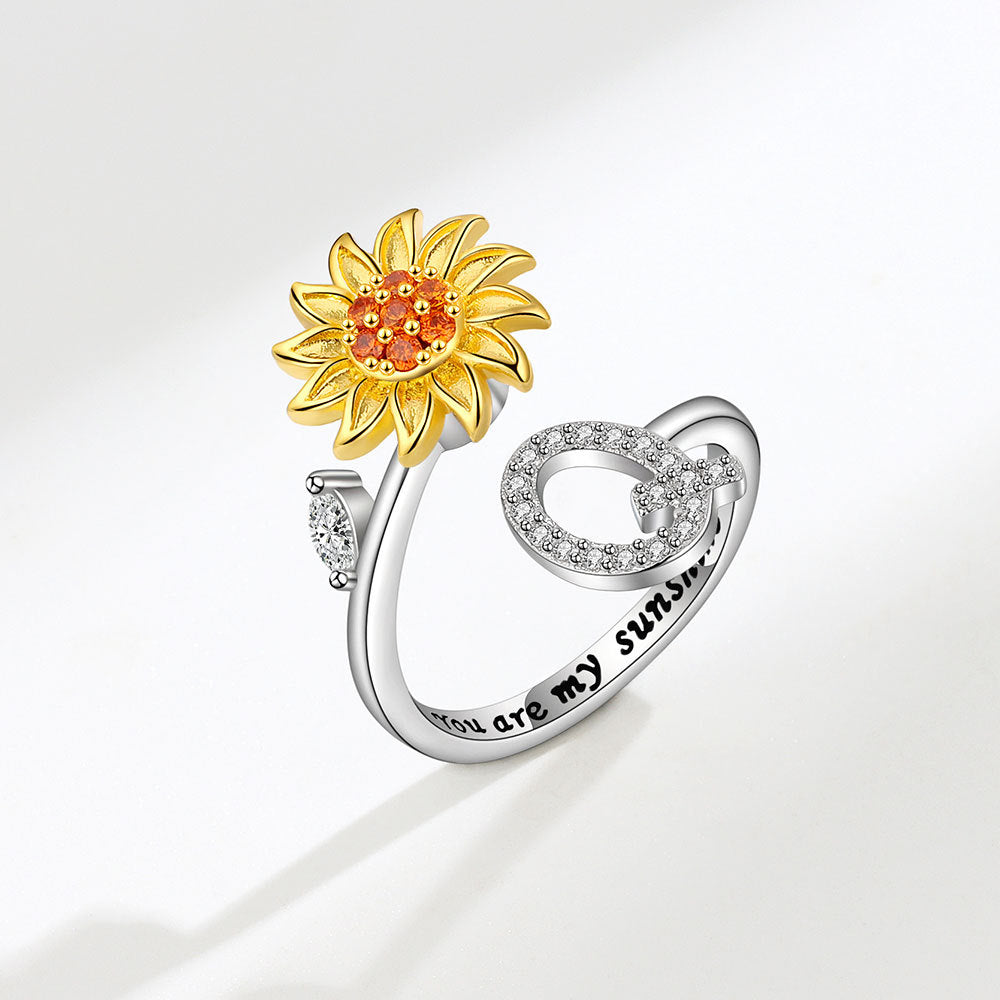 Sunflower Spinning Adjustable Letter Rotating Decompression Rings