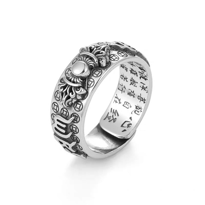 Damen & Herren & Sterling Silber Golden Toad Vajra And Wealth Granatapfel Vintage Ringe
