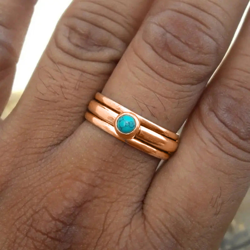 Shi Jewelry Round Imitation Opal Retro Rings