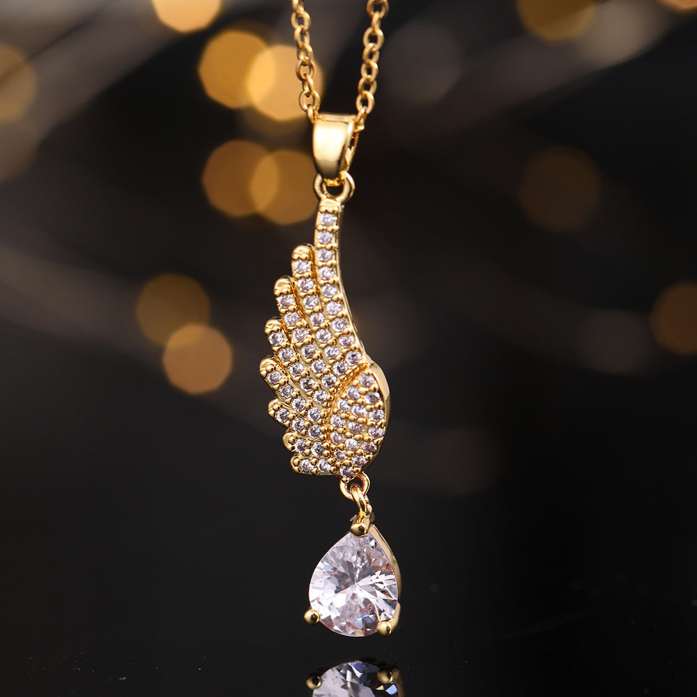 Copper Zircon Electroplated Real Gold Design Cold Wind Necklaces