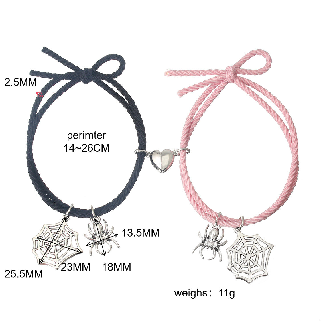 Cobweb Love Magnet-Gummiband-Seilarmbänder für Damen und Herren