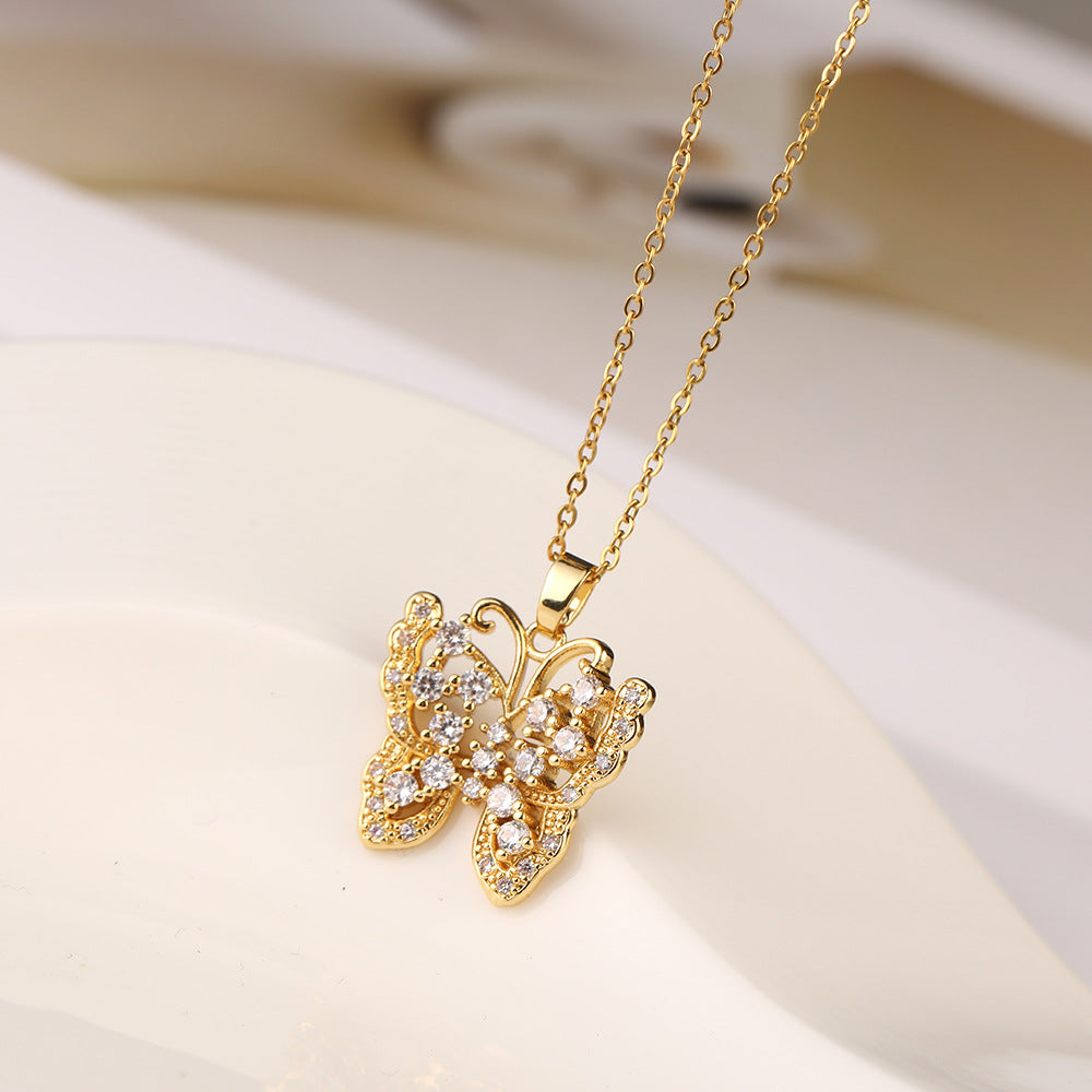 Simple Fashion Sweet Niche Butterfly Geometric Color Necklaces