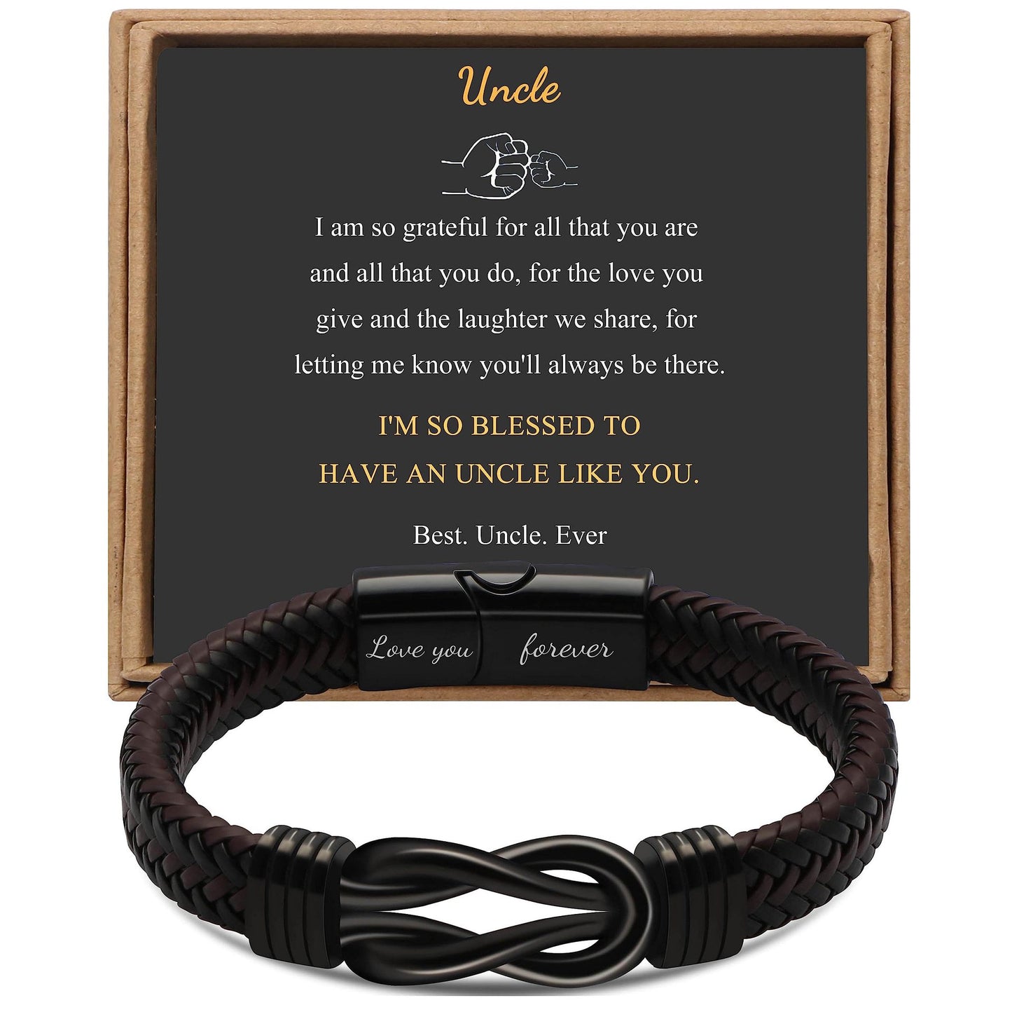 Men's Commuter Stainless Steel Leather Magnetic Black Bracelets