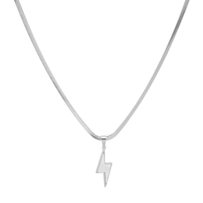 Colliers en os de serpent avec pendentif éclair en coquillage blanc