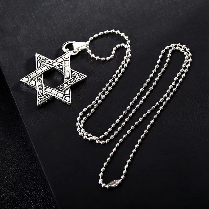 Men's Double-sided Six-pointed Star Alloy Pendant Personalized Necklaces