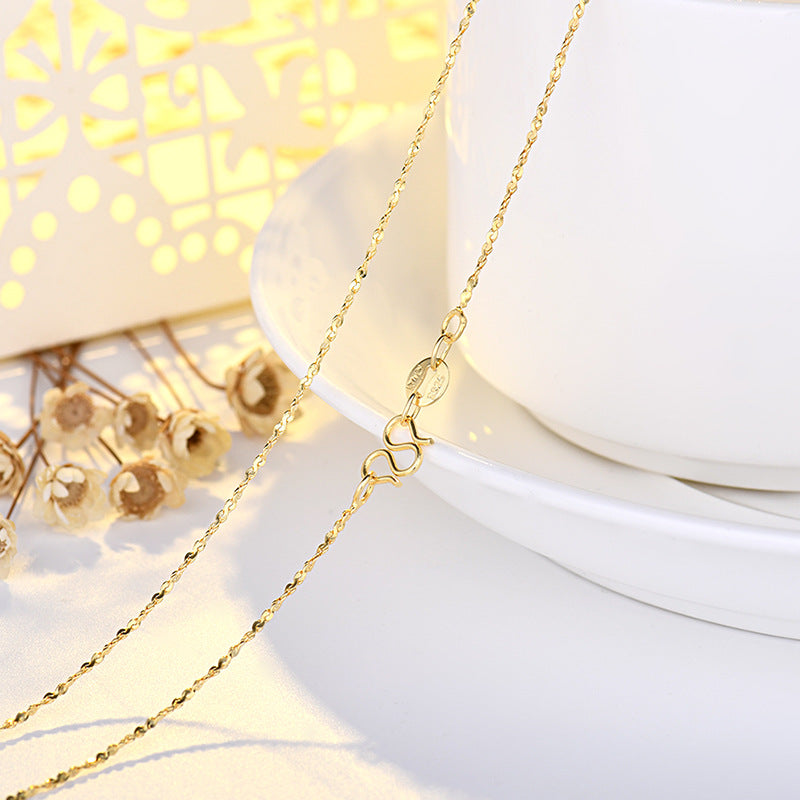 Sterling Sier Box Chain O-shaped Water Necklaces