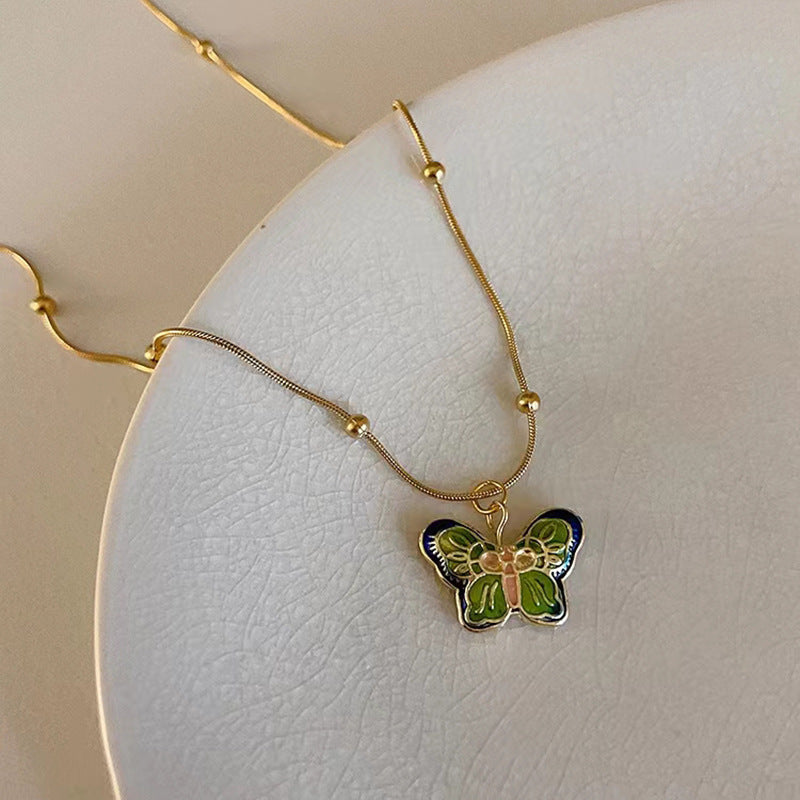 Pendentif papillon pour femme, niche rétro, colliers hauts