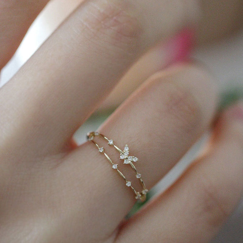 Design Fresh Small Diamond Exquisite Sterling Rings