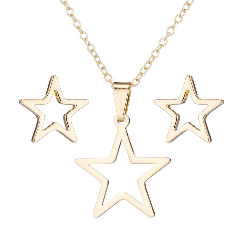 Style Fresh Stainless Steel Hollow Geometry Five-pointed Star Fashion Minimalist Jewelry Set