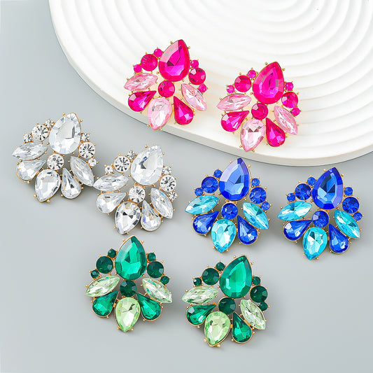 Stylish Colored Diamond Alloy Geometric Full Earrings