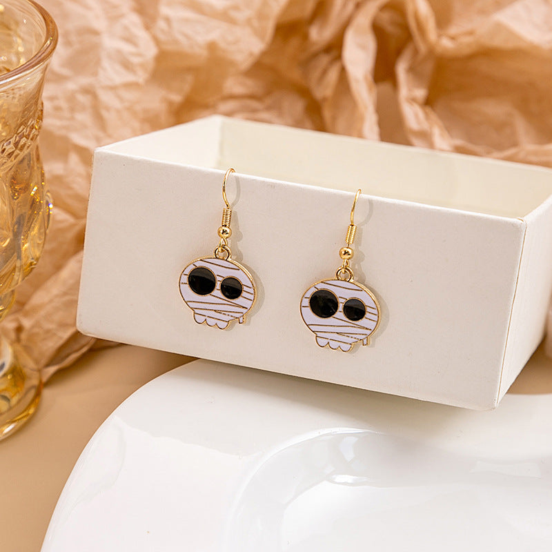 Halloween Bat Pumpkin Funny Horror Skull Eye Beads Earrings