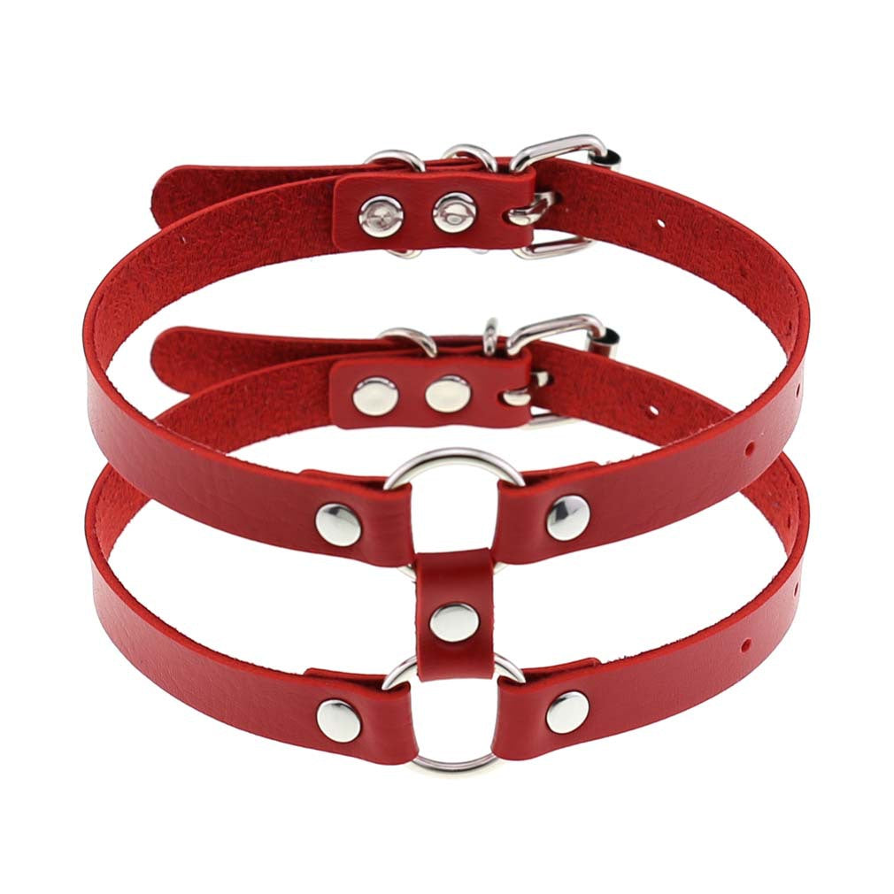 Colliers de personnalité simples en cuir de style gothique à double rangée