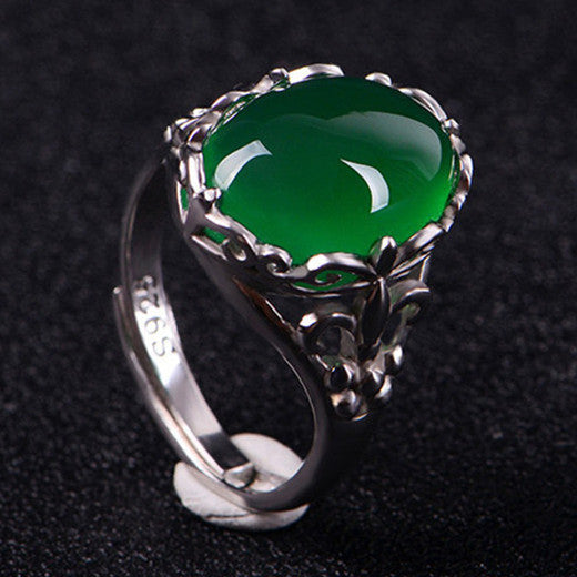 Smaragd-Vintage-Intarsien-Chalcedon-Zeigefinger für Damen mit Ringen