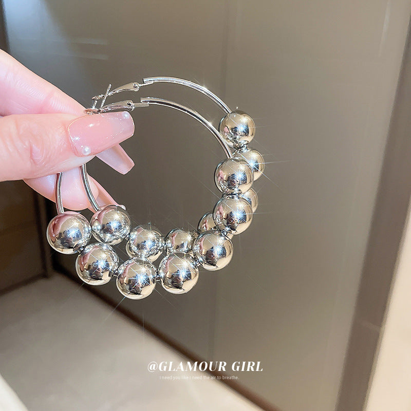 Exaggerated Sliding Ball Bead Affordable Luxury Fashion High Earrings