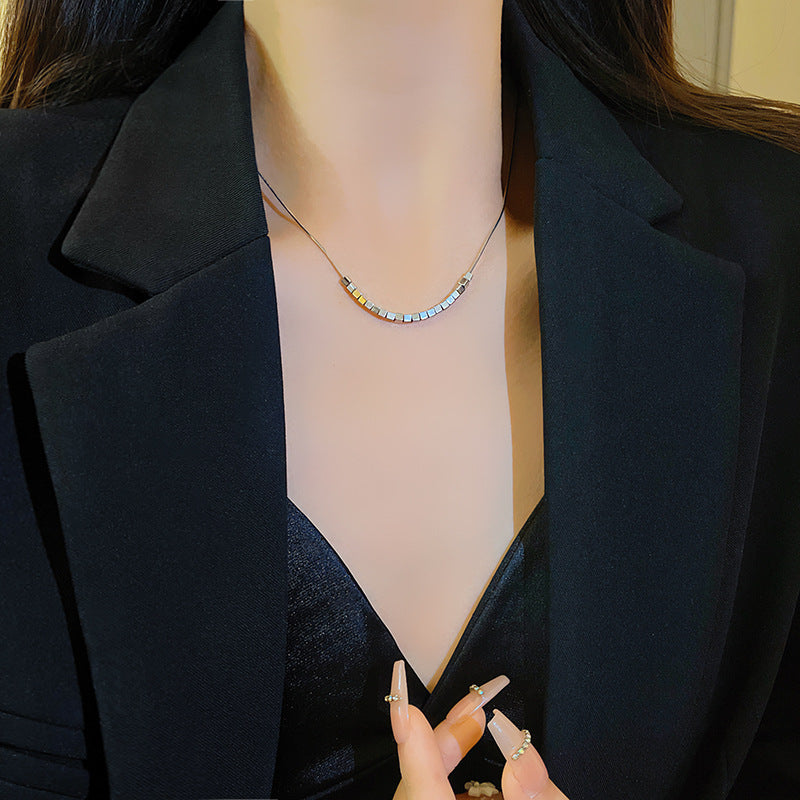 Women's Style Sier Square Fashionable Clavicle Chain Necklaces