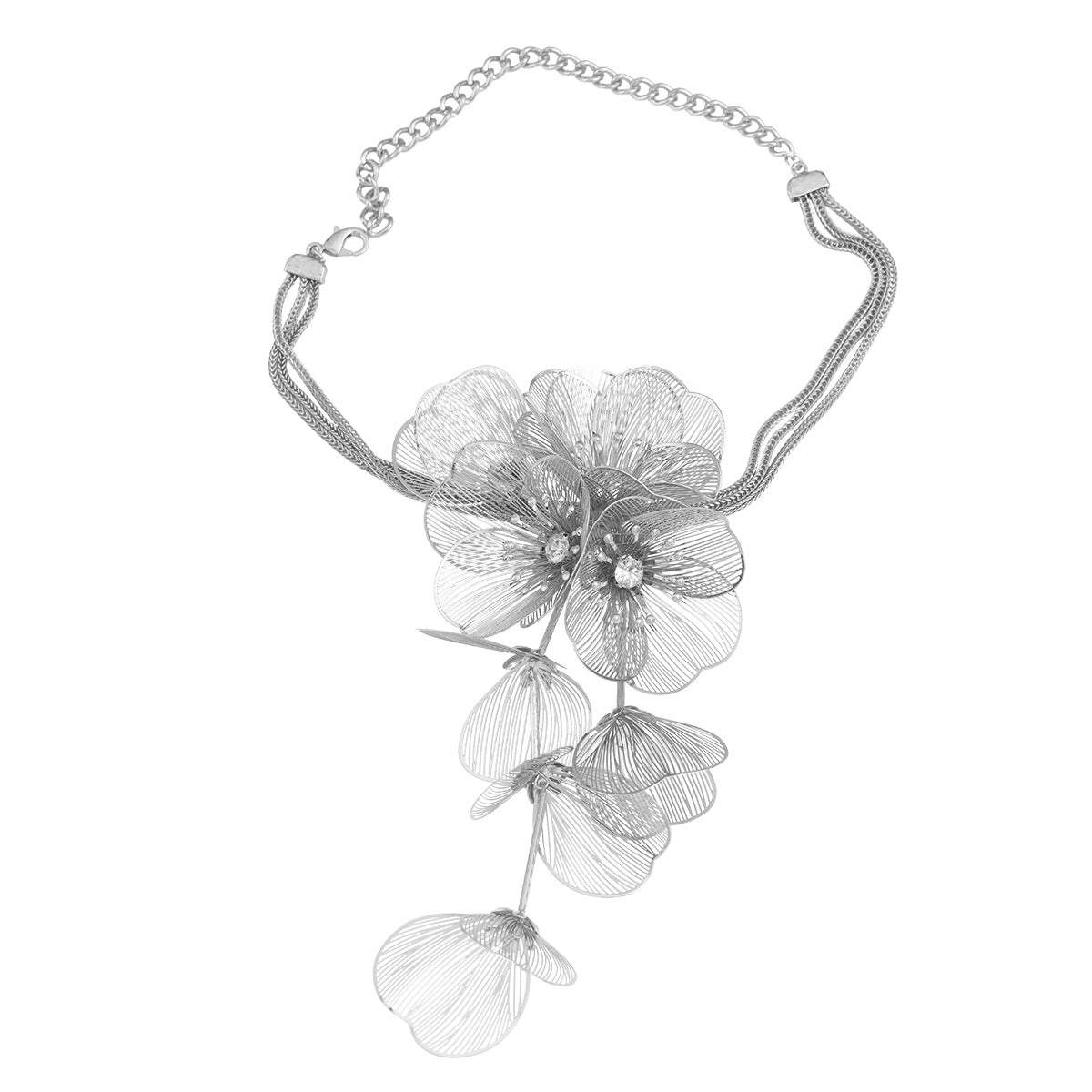 Colliers en métal Hip Hop féminin exagéré de fleur de printemps
