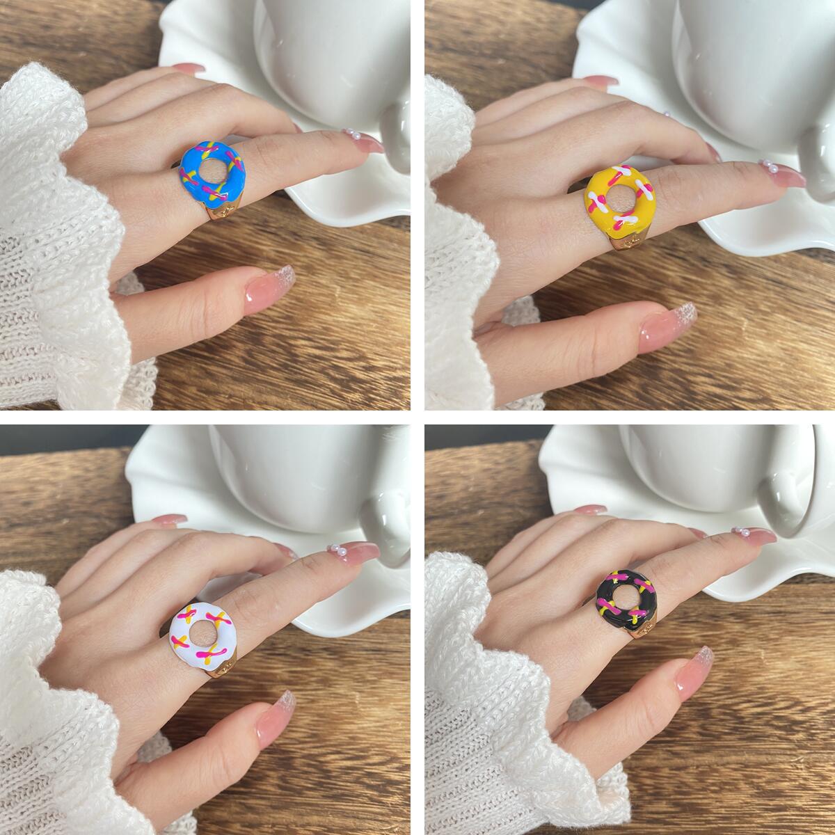 Creative Alloy Drip Donut Hip Hop Rings