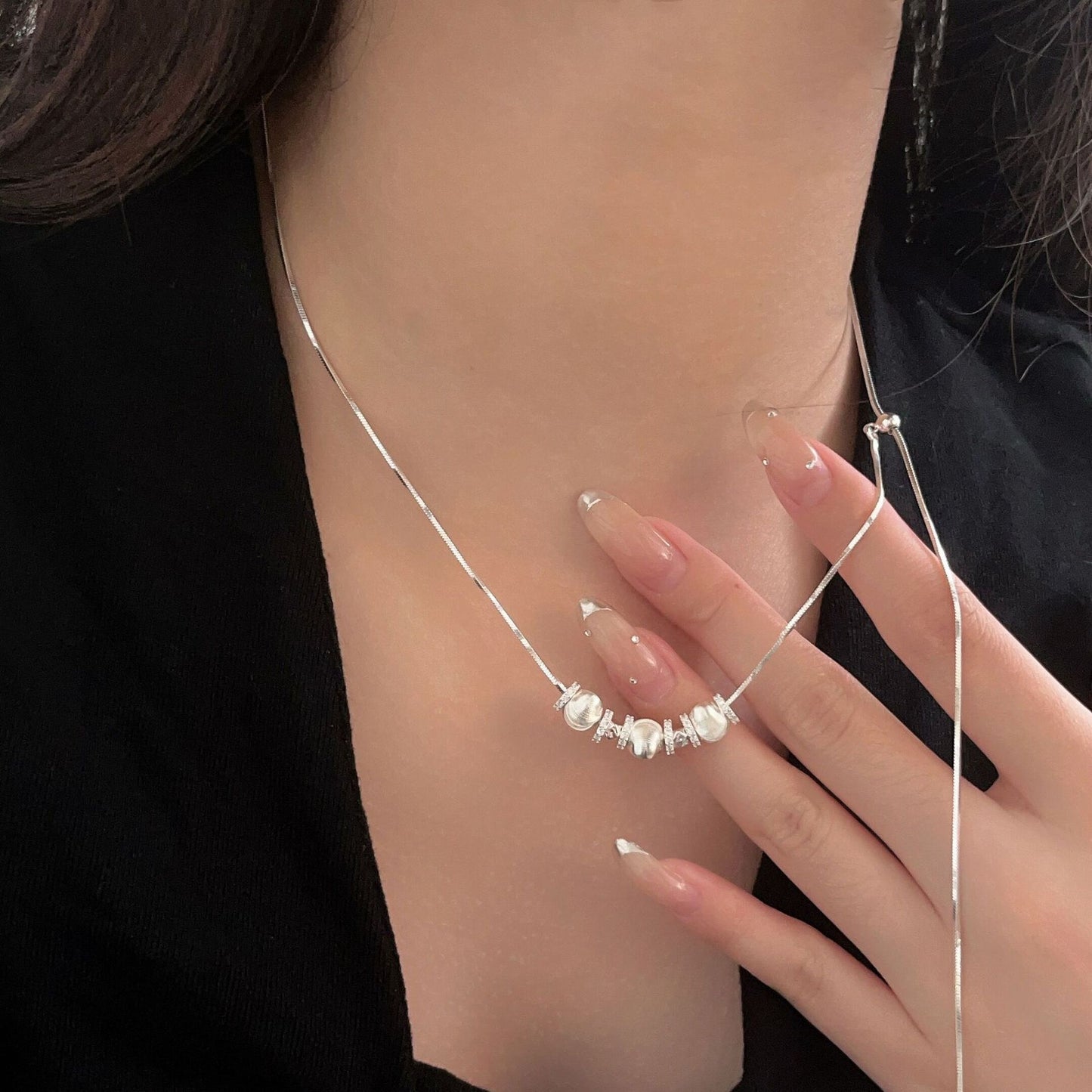 Colliers en argent sterling avec pampilles et diamants pour femmes, style coréen