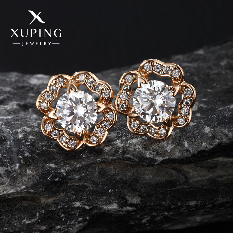 Women's With Zirconium Fashion Sweet Flower For Earrings