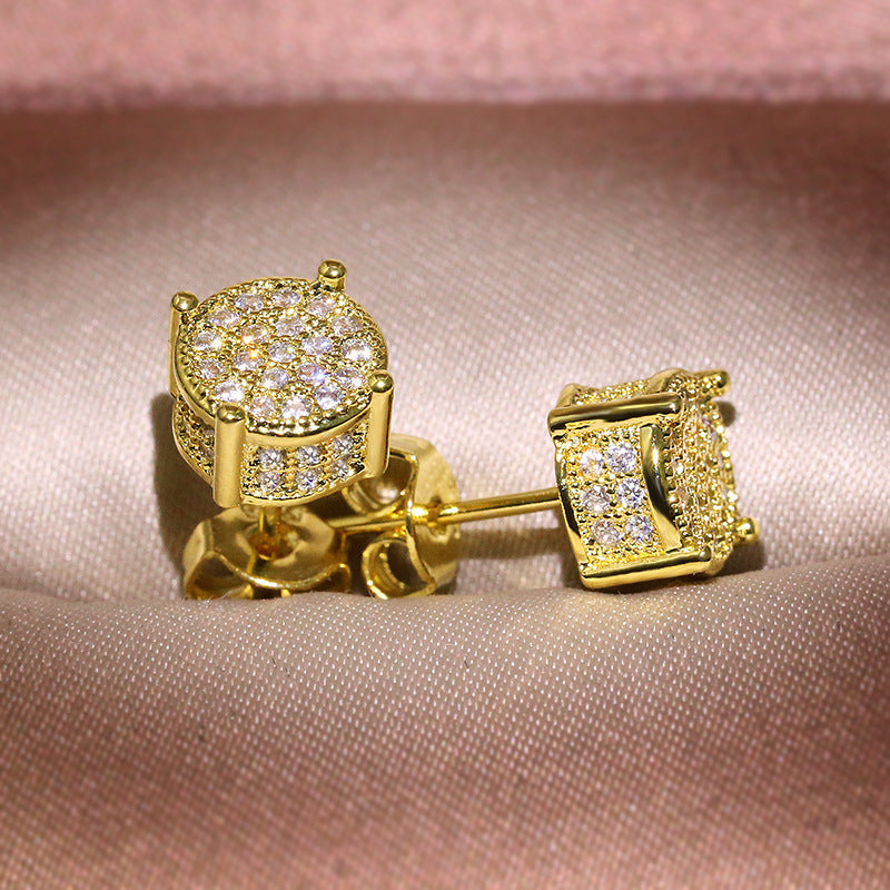 Round Micro Rhinestone Simple Fashion Ear Earrings