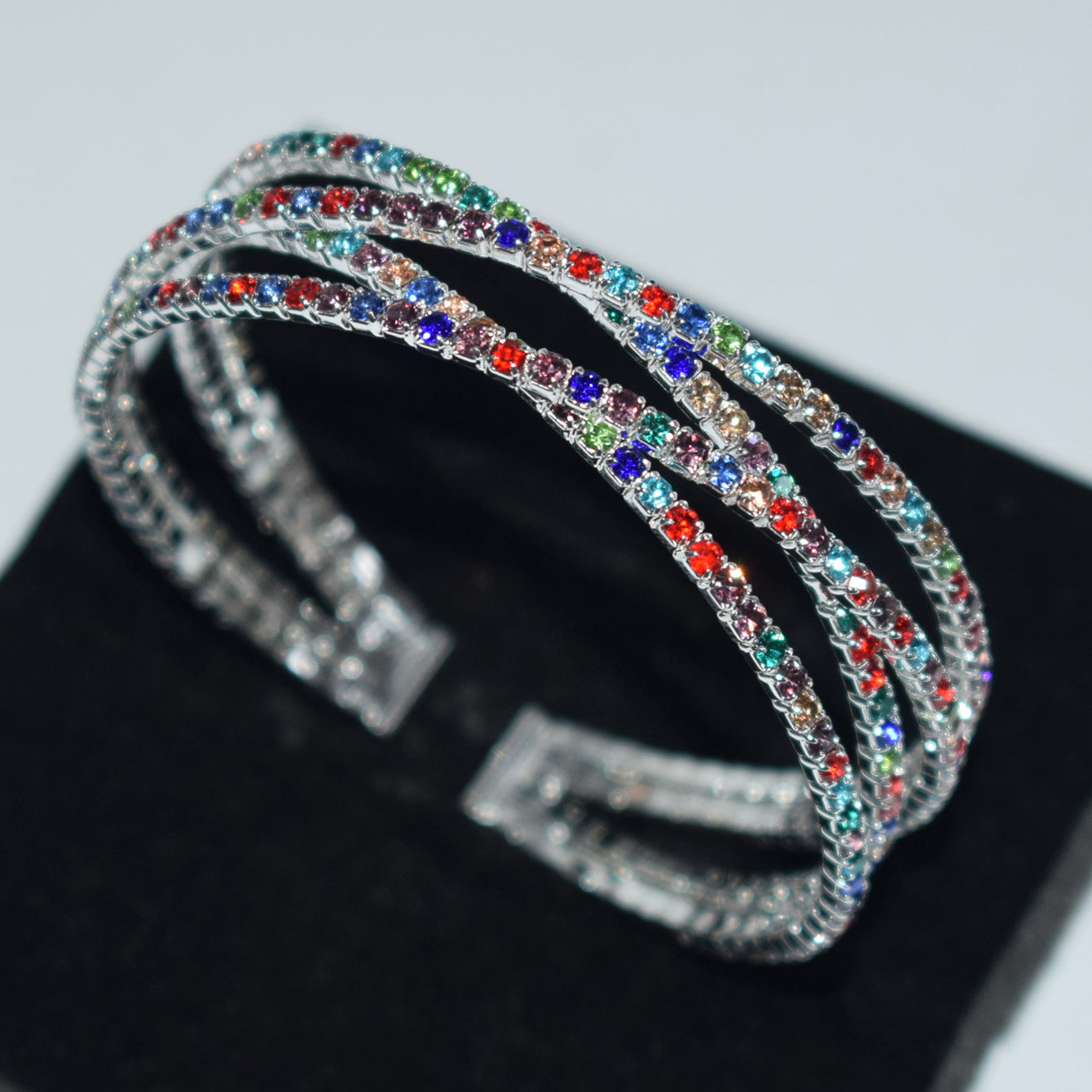 Stylish Rhinestone Cross Winding Open Rhinestones Bracelet
