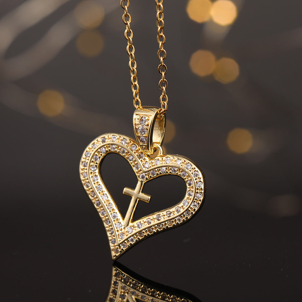 Pendentif croix d'amour, colliers de conception féminine de haute qualité