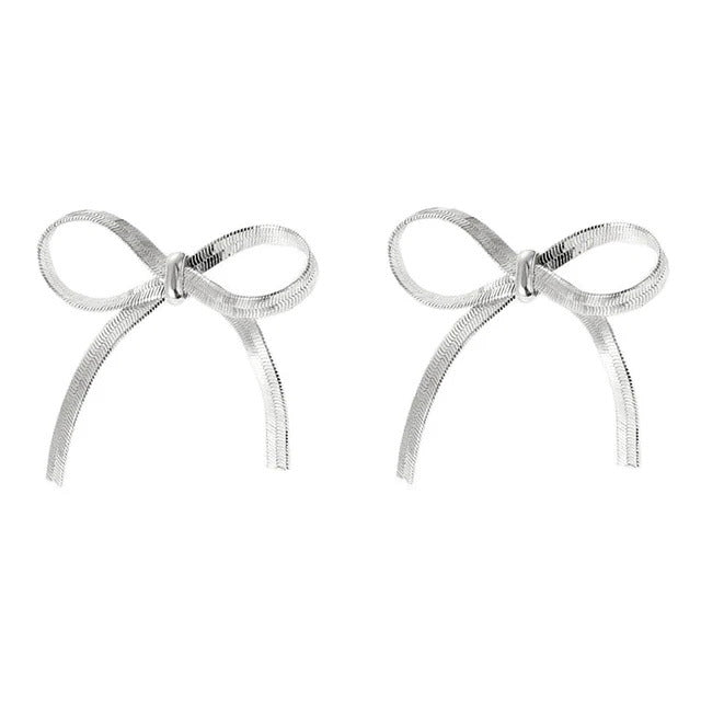 Bow Long Fringe Snake Bones Chain Earrings