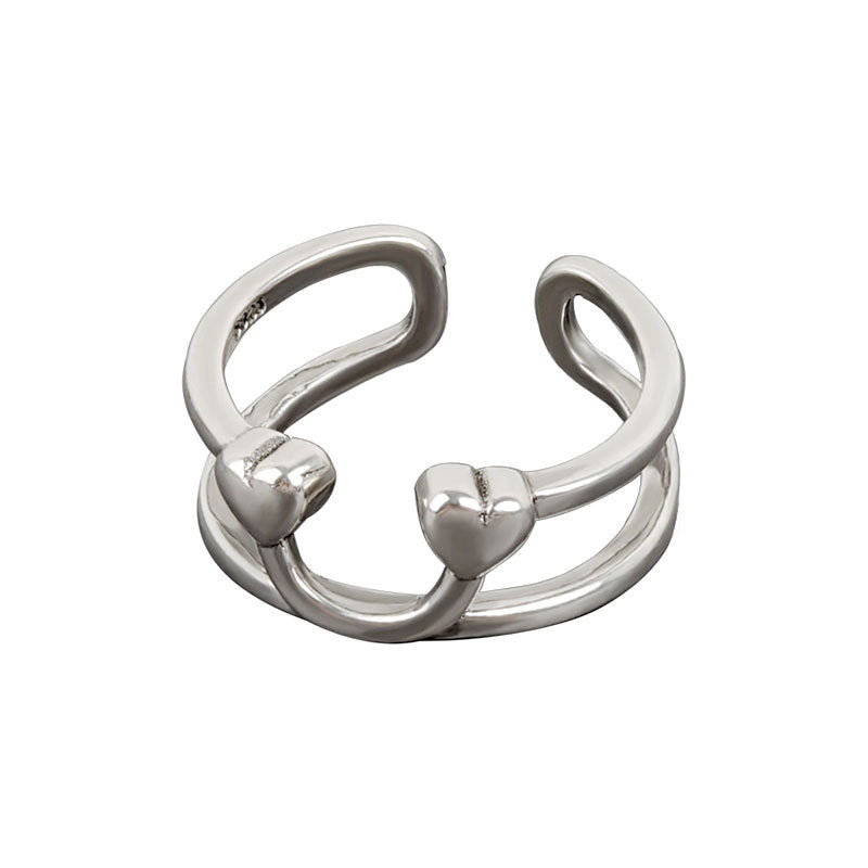 Smiley Face Simple Personality Double Layer Glossy Design Rings