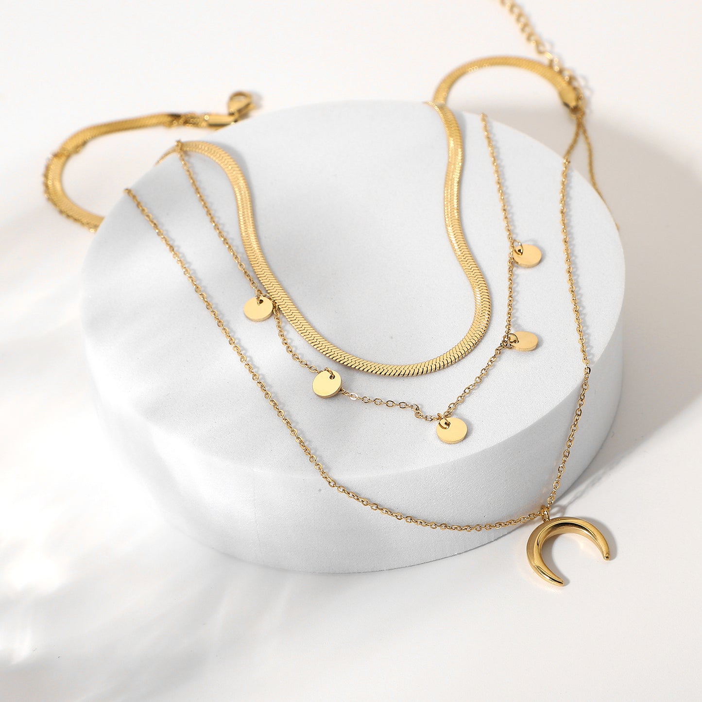 Serpent en acier inoxydable plaqué or pour femmes, pour bijoux, colliers de lune