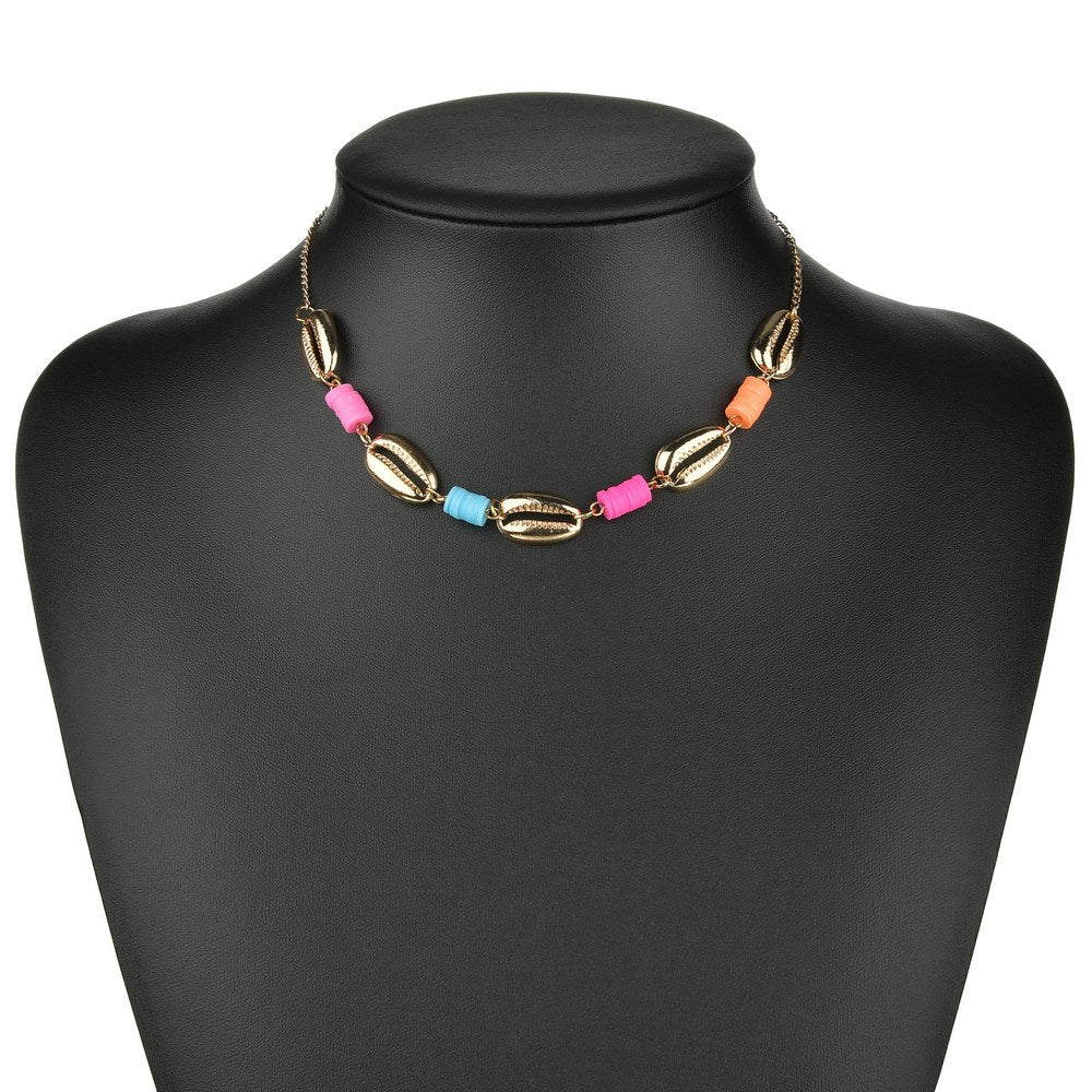 Women's Bohemian Alloy Shell Fashion Polymer Clay Clavicle Necklaces