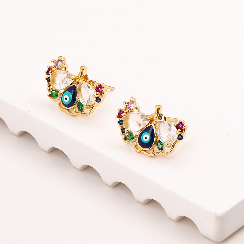 Women's Oil Devil's Eye Micro Inlaid Zircon Earrings