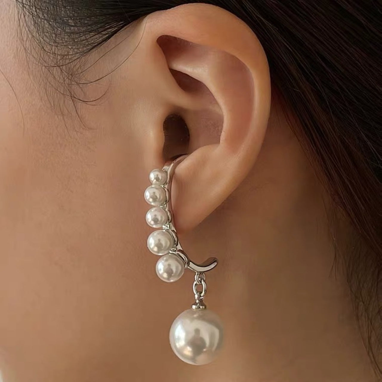 Women's Sier Needle Pearl For Graceful Personality Rings