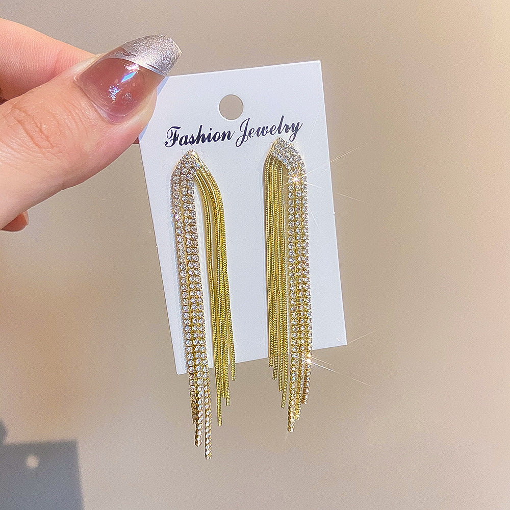 Exaggerated Long Fringe Summer Temperament Copper Earrings