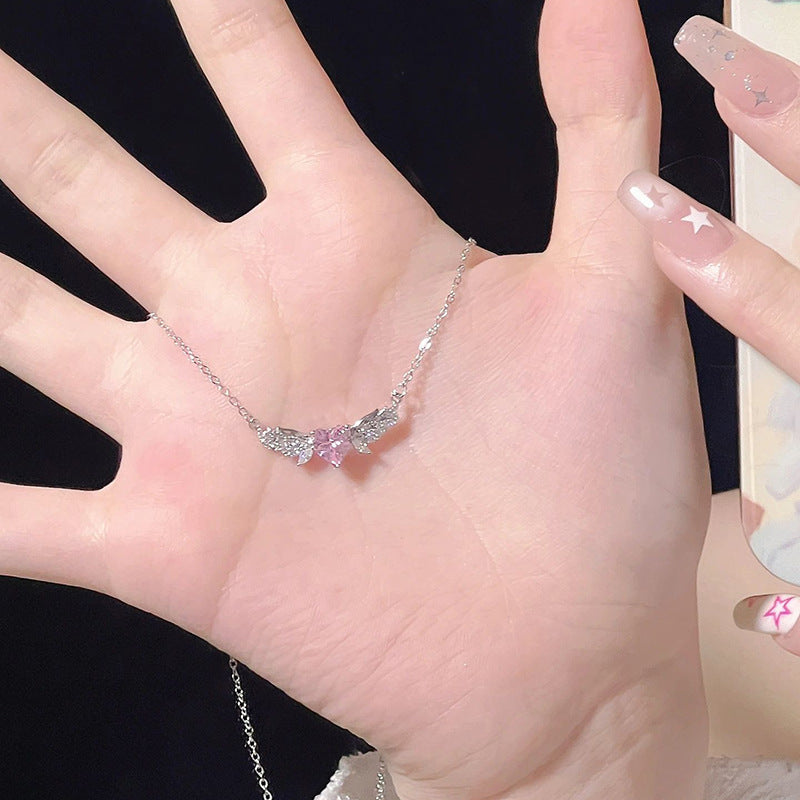 Colliers de clavicule d'ange incrustés de diamants roses