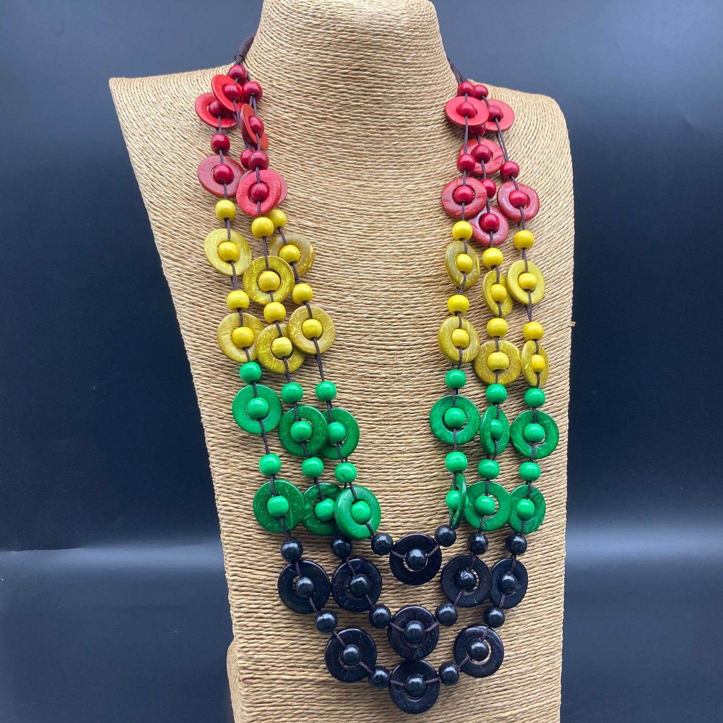 Colliers glamour en chaîne de pull bohème avec perles en bois