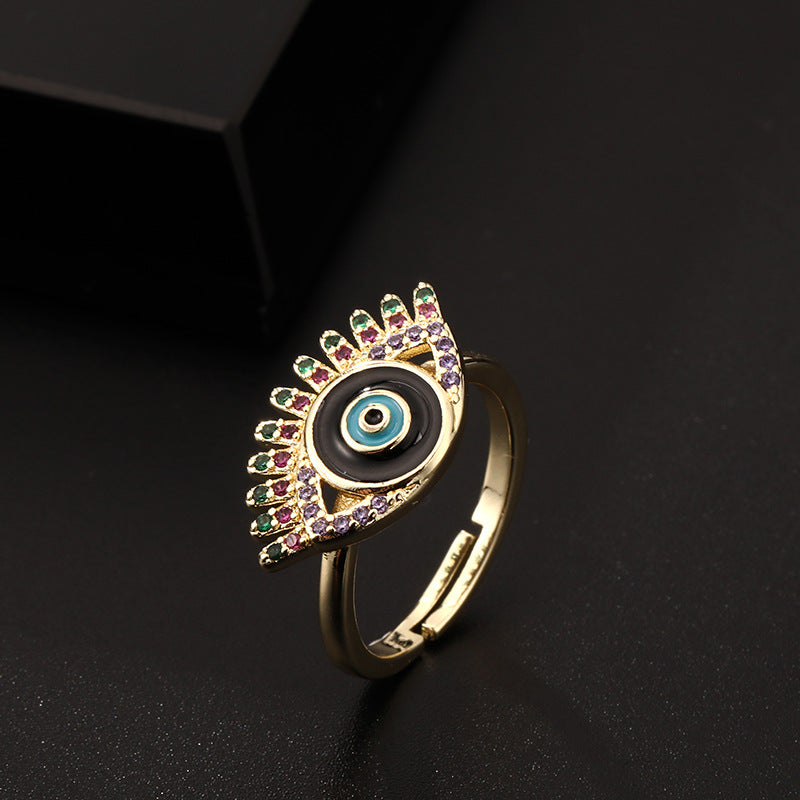 Fashion Personalized Minority Zircon Color Dripping Oil Rings