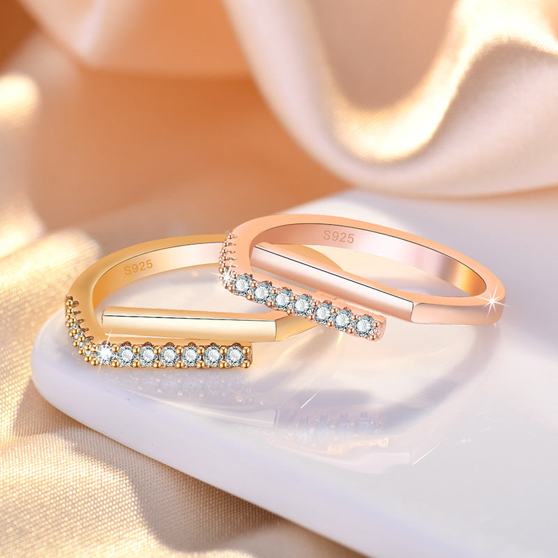 Female Niche Design Zircon Line Open Rings