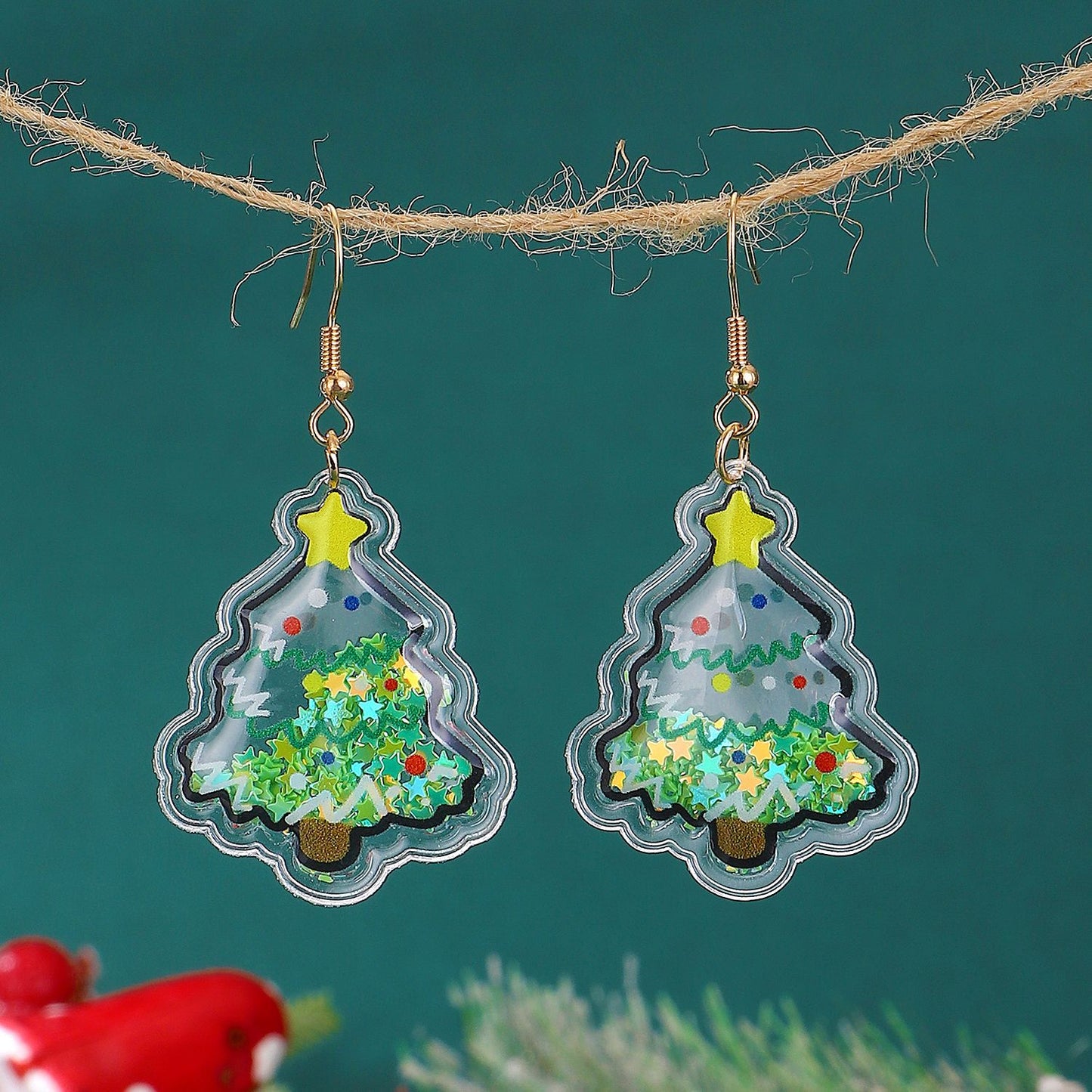 Female Sweet Cute Santa Tree Cartoon Earrings