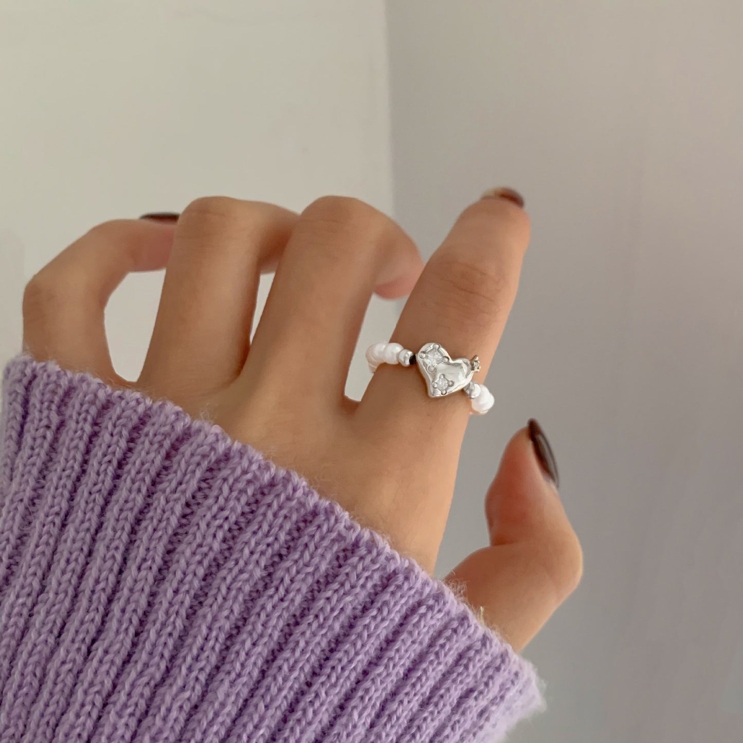 Exquisite kleine Diamant-Liebesperlen-Nahtringe