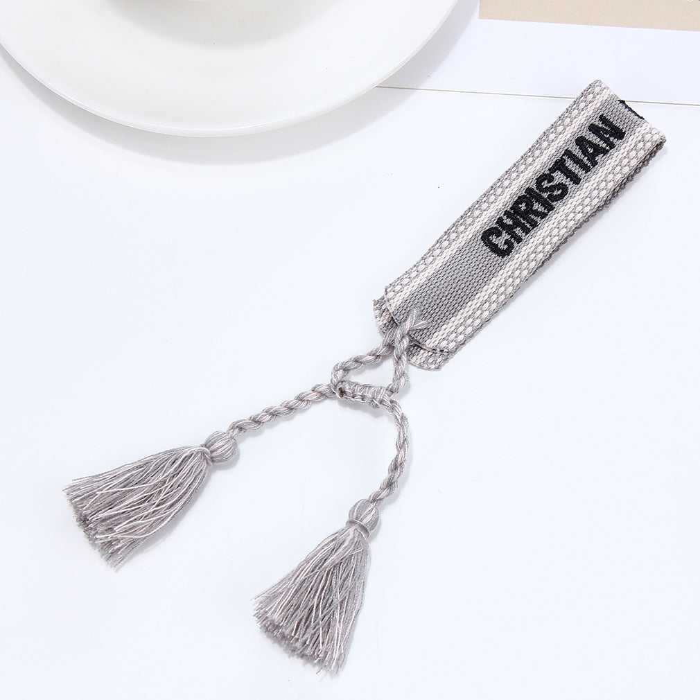 Women's To Joy Lucy Letter Embroidered Fashion Tassel Wristband Bracelets