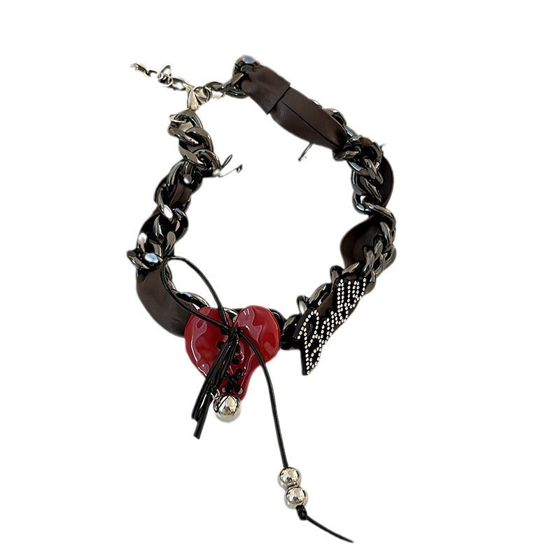 Colliers de chaîne de clavicule de noeud d'enroulement d'amour rouge chaud frais