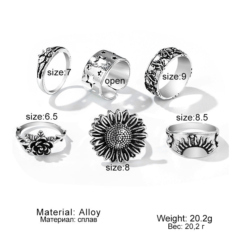Attractive Bohemian Vintage Fashion Sunflower Suit Rings