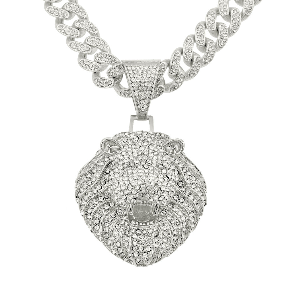 Colliers de hanche avec pendentif tête de Lion pour hommes, chaîne à maillons cubains