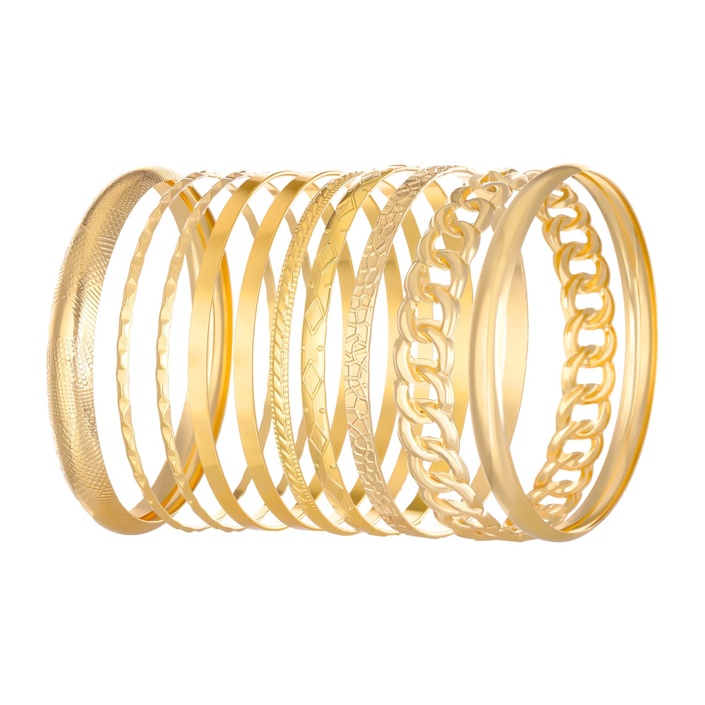 Retro Exaggerated Personalized Wide Golden Glossy Bracelets