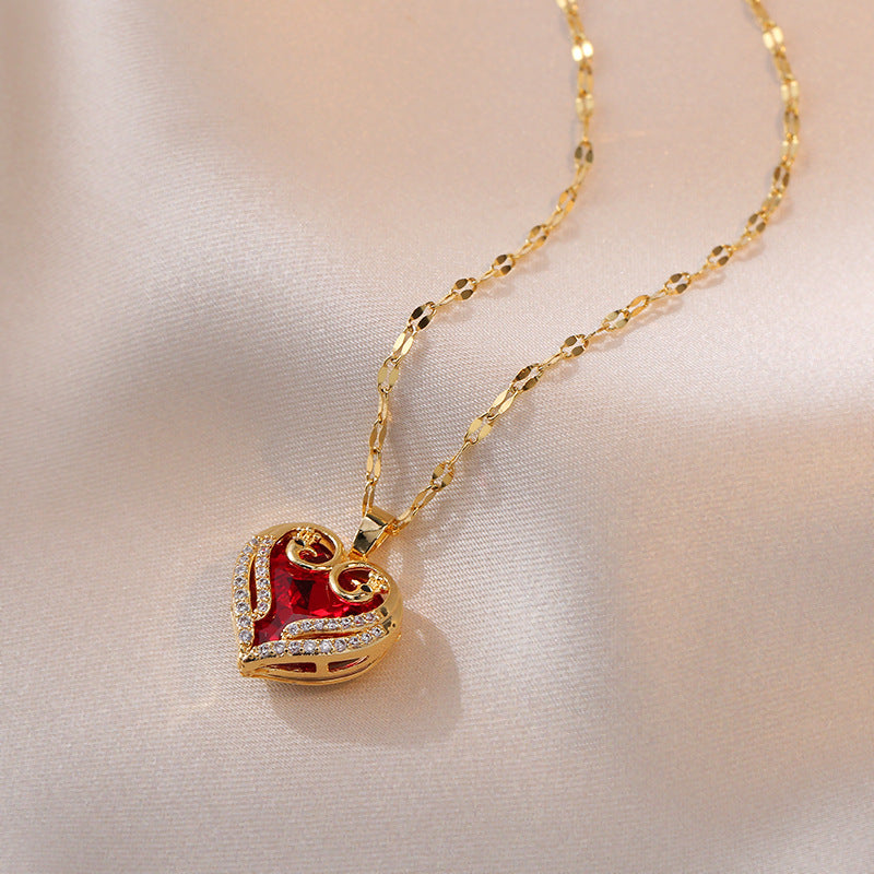 Hearts Design Color Crystal Pendant Wind Necklaces