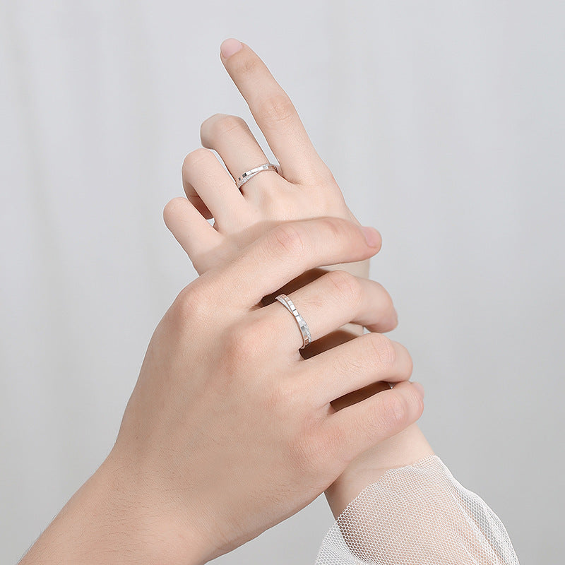 Women's & Men's & And One Pair Niche Carven Design Diamond Fashion Open Rings