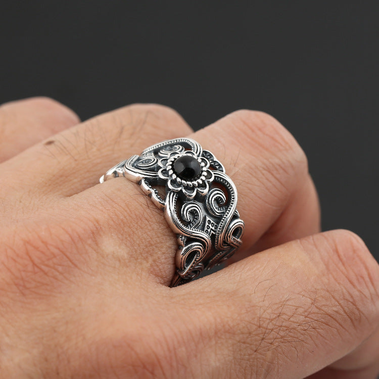 Men's Sier Vintage Creative Trendy Personalized Ethnic Rings
